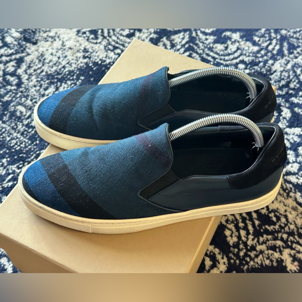 Burberry Logo Check Canvas Leather Sneakers WORN
